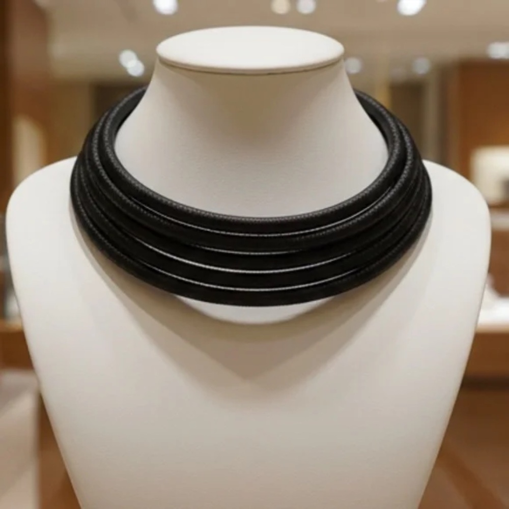 Womens 5‎ Strand Black Collar Statement Necklace